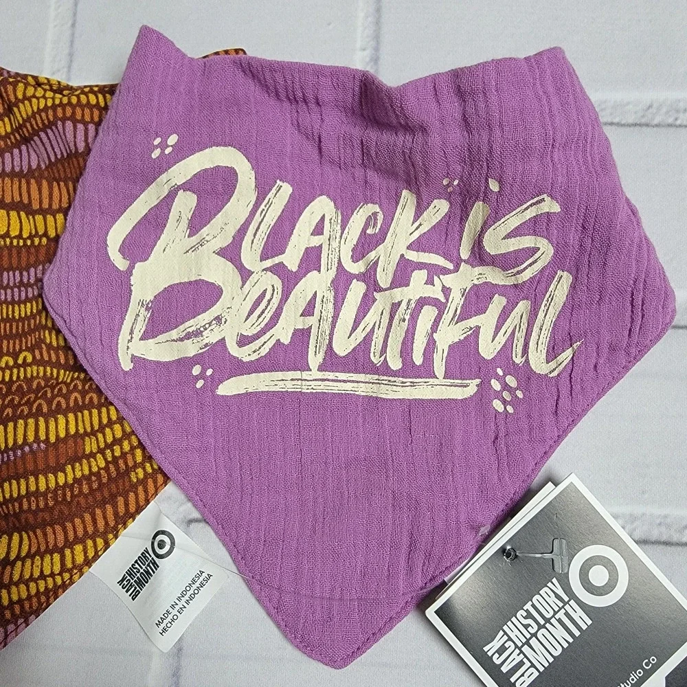 Kenzi Studio Black History Month Black Is Beautiful Bibs Purple Brown Geometric